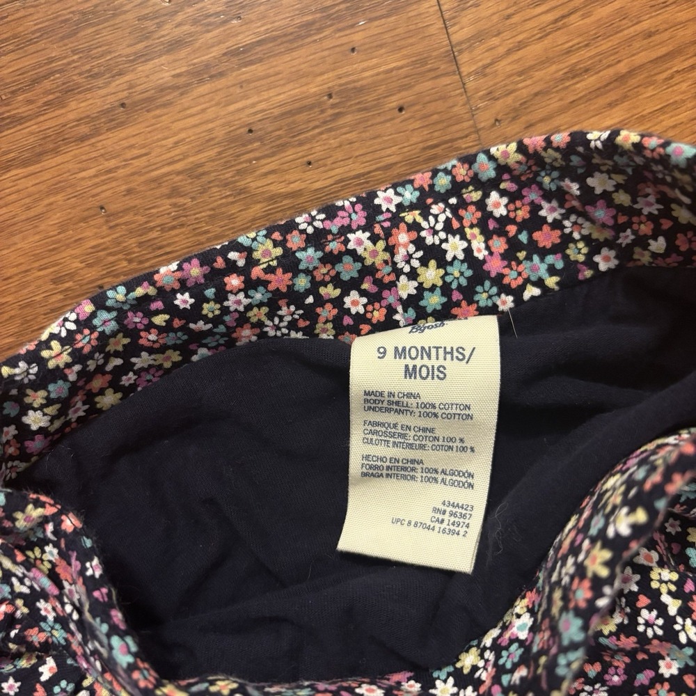 Oshkosh 9m‎ Floral Skort Pull On Elastic Waist Navy Flowers Baby Girl